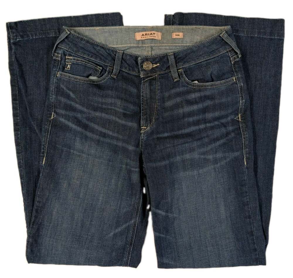 Ariat REAL Denim Perfect Rise Trouser Jeans Womens Size 30R Dark Wash